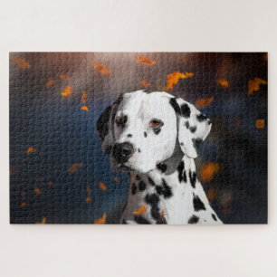 Dalformation Hund Tierportrait-Herbstlaub Puzzle