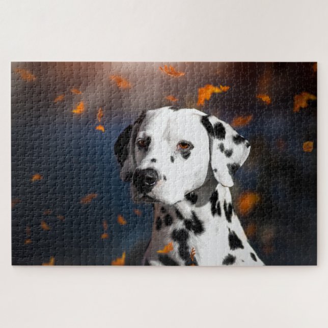 Dalformation Hund Tierportrait-Herbstlaub Puzzle (Horizontal)