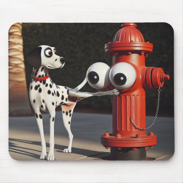 Dalformation Saluting a Red Fire Hydrant Mousepad (Vorne)