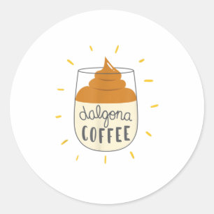 Dalgona Coffee Illustration TShirt Runder Aufkleber