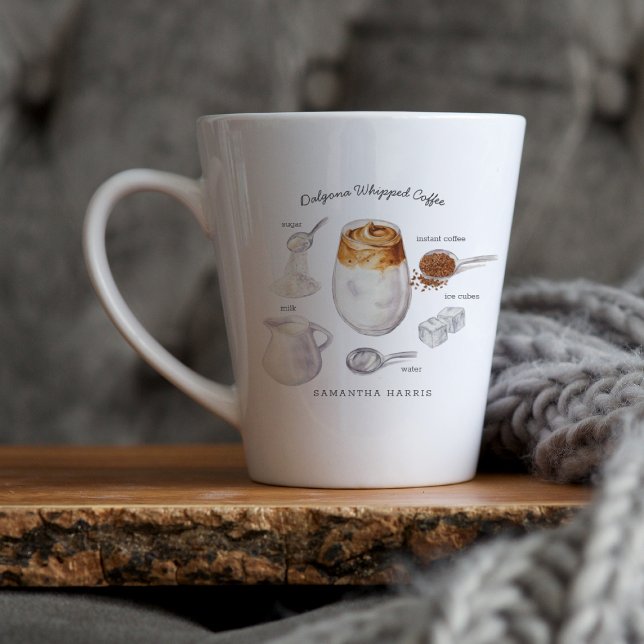 Dalgona-Kaffee-Liebhaber | Monogramm-Lattee-Tasse Milchtasse (Von Creator hochgeladen)