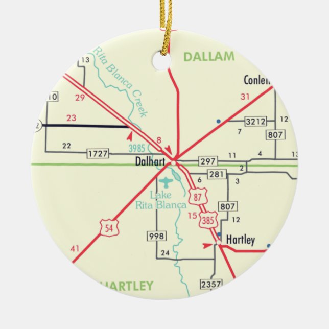 Dalhart TX Karte Keramik Ornament (Vorne)