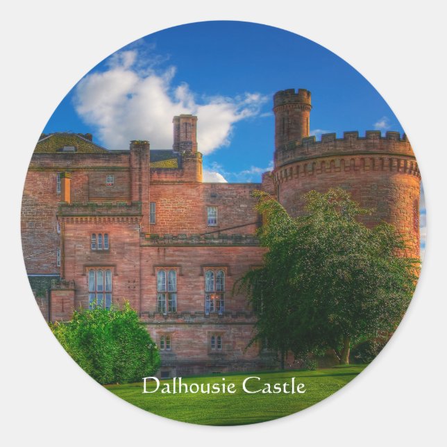 Dalhousie Castle, Midlothian, Schottland Runder Aufkleber (Vorderseite)