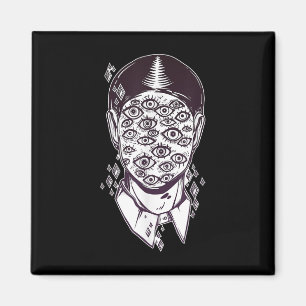Dali Surreal - Noir Retro Eyes on Face Tattoo Art Magnet