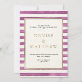 Dalia Lila Wasserfarben Streifen und Goldschrift Einladung