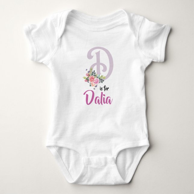 Dalia Name Baby Outfit Letter D Romper Floral Girl Baby Strampler (Vorderseite)