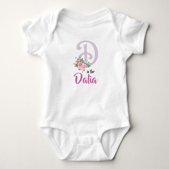 Dalia Name Baby Outfit Letter D Romper Floral Girl Strampler (Vorderseite)