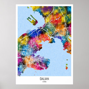 Dalian China City Map Poster