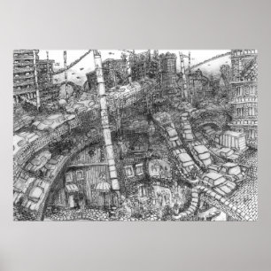 Dallas 2092 (Tinte Wash) - Poster