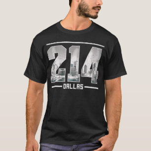 Dallas 214 Area Code Texas Skyline T-Shirt