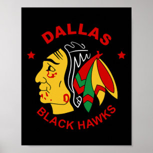 Dallas Black Hawks Vintage Eishockeyfan  Poster