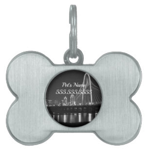 Dallas Bridge View Graustufen Pet ID Tag Tiermarke