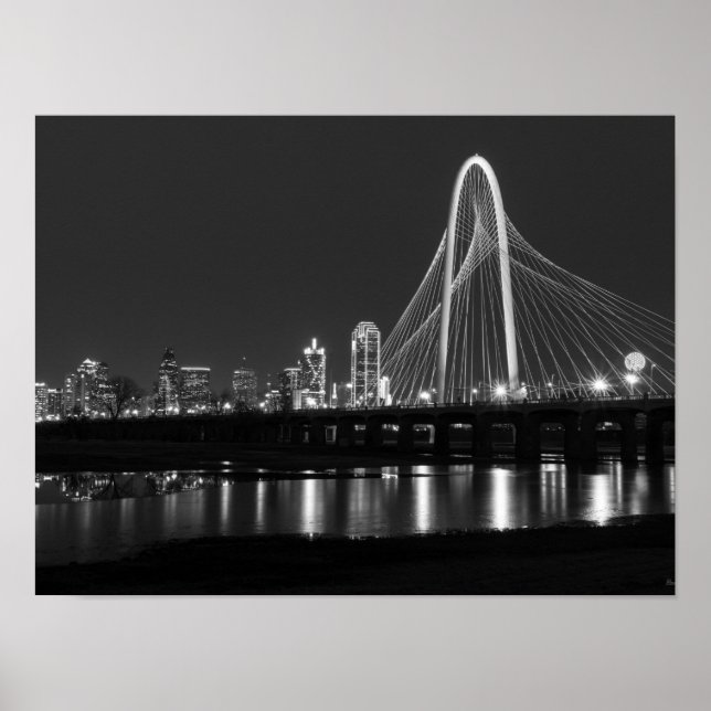Dallas Bridge View Grayscale Poster (Vorne)