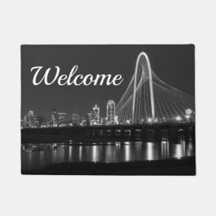 Dallas Bridge View Grayscale Welcome Doormat Fußmatte