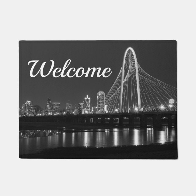 Dallas Bridge View Grayscale Welcome Doormat Fußmatte (Vorderseite)