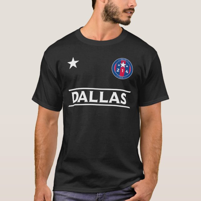 Dallas City 214 Runde Abzeichen mit Sternen - Texa T-Shirt (Vorderseite)