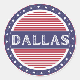 Dallas City Pride Emblem – Amerikanische Identität Runder Aufkleber