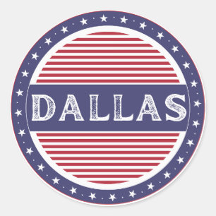 Dallas City Pride Emblem – Amerikanische Identität Runder Aufkleber