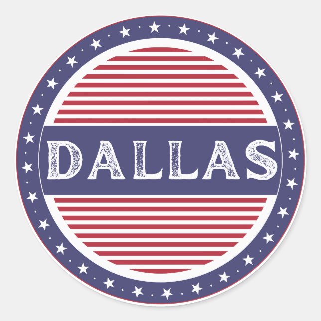 Dallas City Pride Emblem – Amerikanische Identität Runder Aufkleber (Vorderseite)
