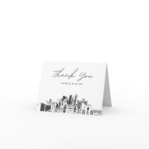 Dallas City Skyline Sketch Blank Danke Karte