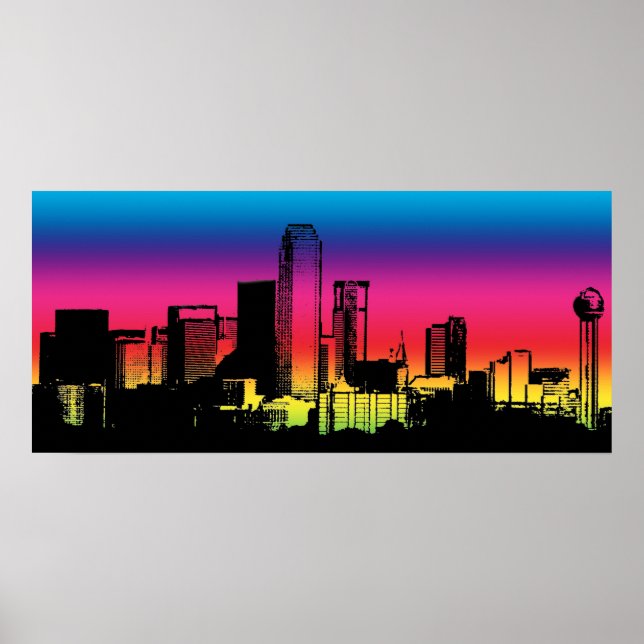 Dallas Color Skyline Poster (Vorne)