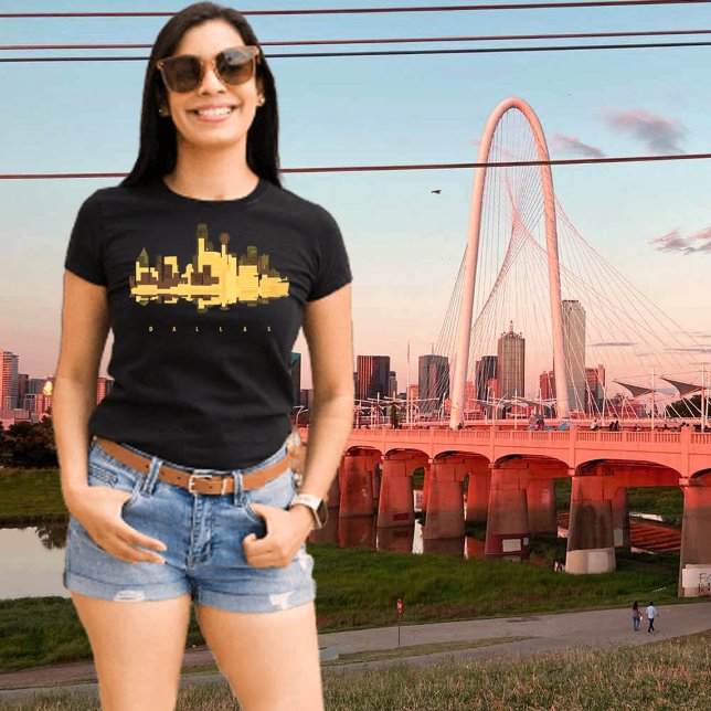 Dallas farbenfrohe Silhouette T-Shirt (Dallas, Texas. Black t-shirt for women)