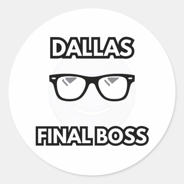 Dallas Final Boss Cool Emoji Runder Aufkleber (Vorderseite)