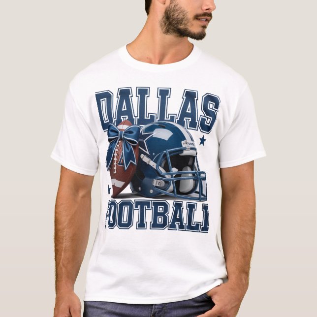 Dallas Football Fan Geschenk - Helm & Ball mit Bow T-Shirt (Vorderseite)