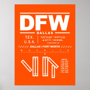 Dallas Fort Worth Internationaler Flughafen DFW Poster