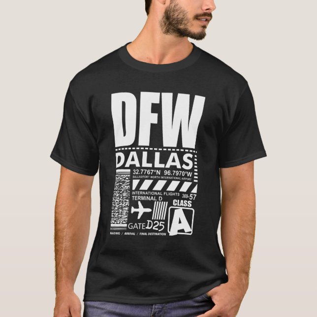 Dallas Fort Worth Internationaler Flughafen DFW T-Shirt (Vorderseite)
