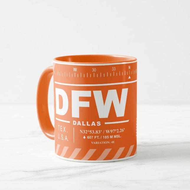 Dallas-Fort Worth Internationaler Flughafen DFW Tasse (Vorderseite Links)