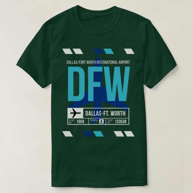 Dallas Ft Worth DFW Airport Code Gepäckmarke T-Shirt (Design vorne)