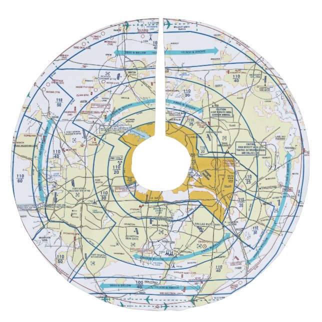 Dallas Ft. Worth Flyway Chart Polyester Weihnachtsbaumdecke (Vorderseite)