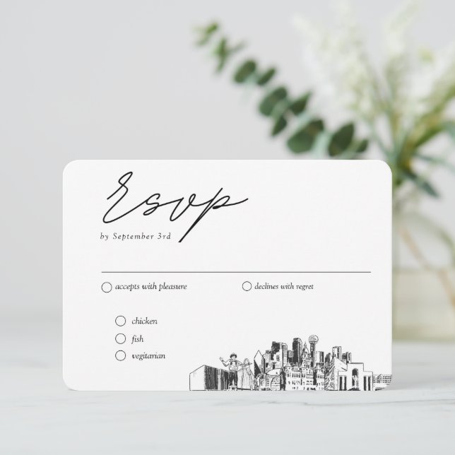 Dallas Hochzeit traditionelle UAWG Optionen Begleitkarte (Stehend Vorderseite)