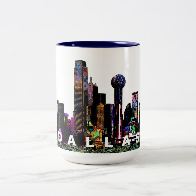 Dallas in Graffiti Zweifarbige Tasse (Mittel)