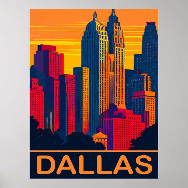 Dallas in lebhaften Farben, Reisen Poster (Vorne)