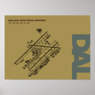 Dallas Liebe Field Airport (DAL) Diagramm Poster