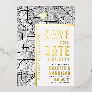 Dallas Love Locator   Hochzeit Save the Date Folieneinladung