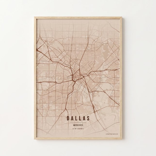 Dallas Map Print Copper Texas Poster Wall Art (Von Creator hochgeladen)