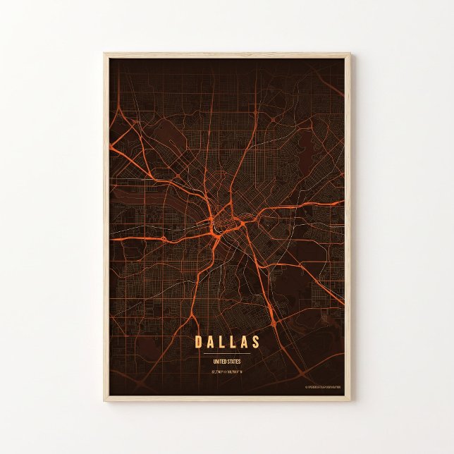 Dallas Map Print Heatwave Texas Poster Wall Art (Von Creator hochgeladen)