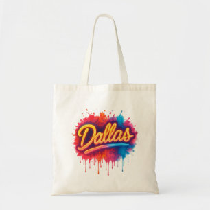 Dallas Neon Street Art Splash - Retro Vibrannt Cit Tragetasche