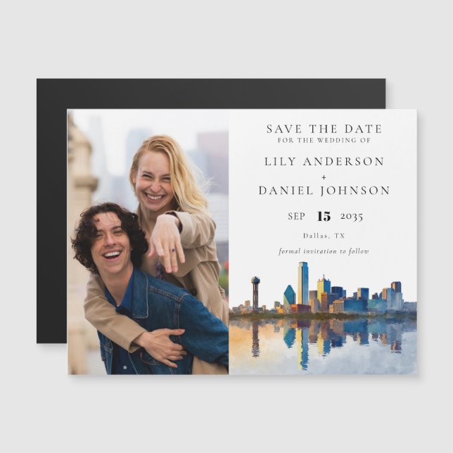 Dallas Photo Wedding Save The Date Magneteinladung (Vorne/Hinten)