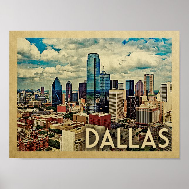 Dallas Poster Vintage Travel Print Texas Skyline (Vorne)