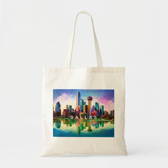 Dallas Skyline Abstrakt Art Tragetasche (Vorne)