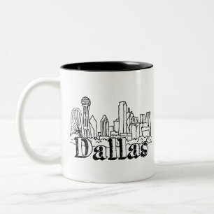 Dallas Skyline Art Design Dallas Skyline Design Zweifarbige Tasse