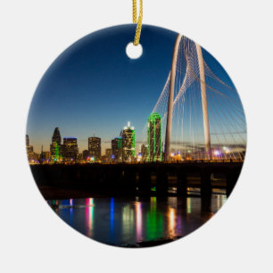 Dallas-Skyline-Dämmerung Keramik Ornament