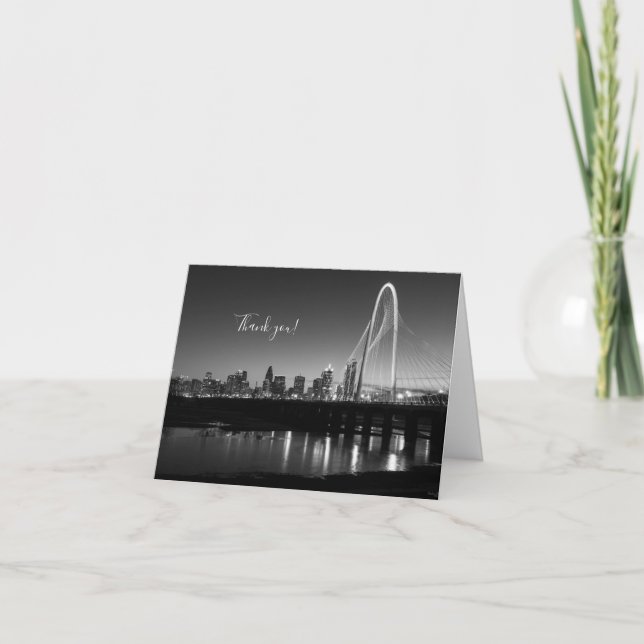 Dallas Skyline Dawn Grayscale Danke Karte (Vorderseite)