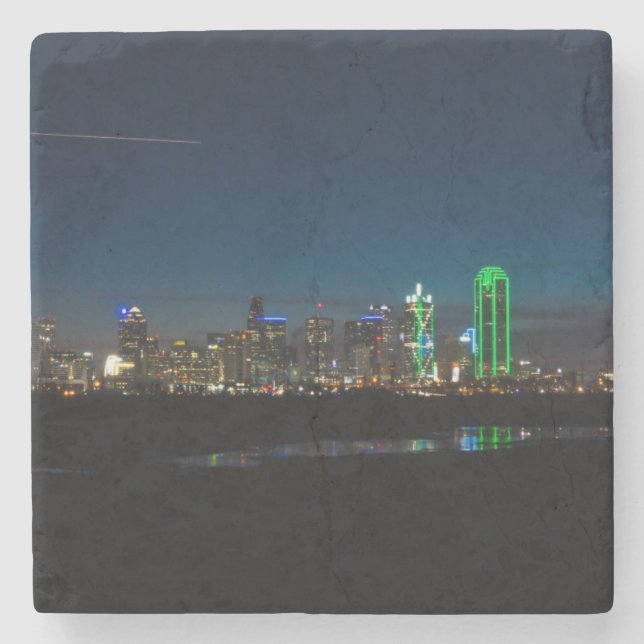 Dallas Skyline Dawn Pano Steinuntersetzer (Vorderseite)