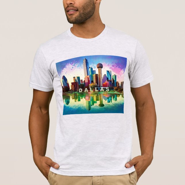 Dallas Skyline Graffiti Art T-Shirt (Vorderseite)