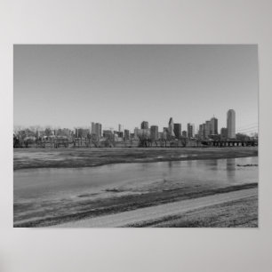 Dallas Skyline Graustufen Poster